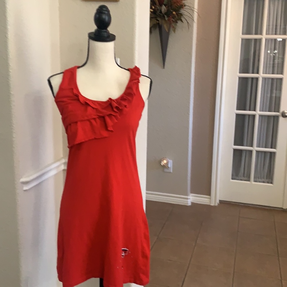 Texas Tech Klutch red saffron ruffled tank sleeveless dress w/double T size MED